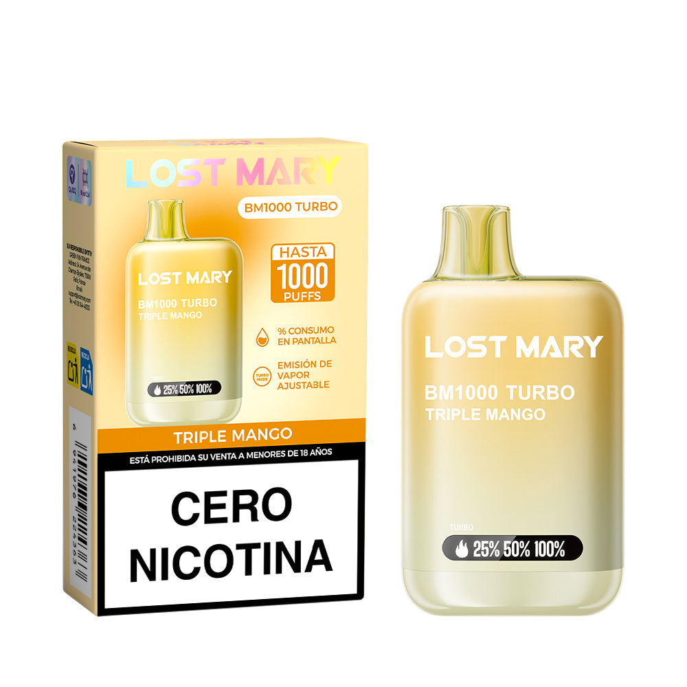 Vaper Desechable Lost Mary BM1000 Sin Nicotina sabor Triple Mango