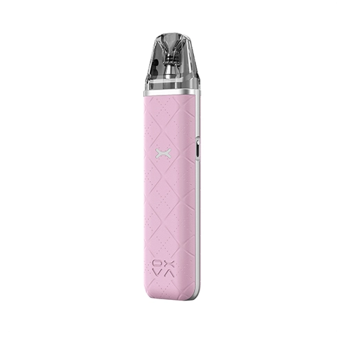 Vaper recargable Oxva Xlim Go Pod Kit en color rosa con acabado texturizado, diseño compacto sin pantalla visible y boquilla transparente en la parte superior