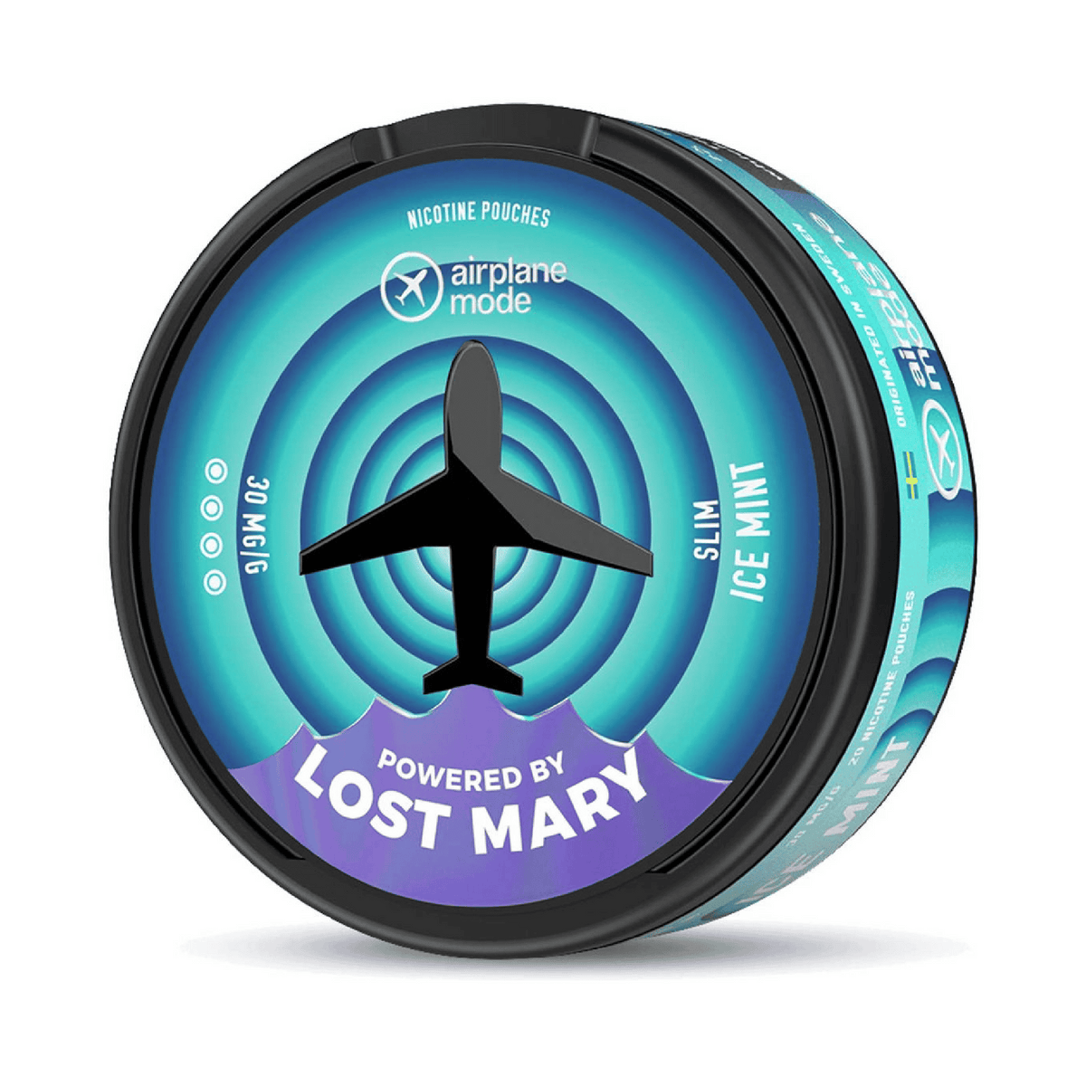 Buste di nicotina Airplane Mode Menta ghiacciata, nicotina pouches Aroma di menta ghiacciata con effetto rinfrescante per uso orale senza fumo o vapore, formato slim in una scatola compatta sviluppata da Lost Mary.