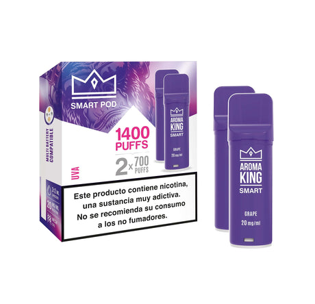 Aroma King Smart Cápsula Grape 20mg 1400 puffs (2x700) pack de 2 dispositivos.
