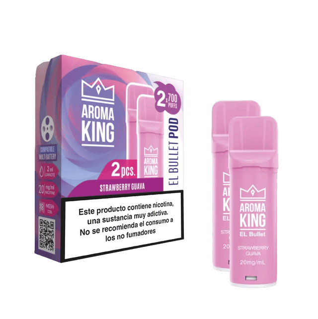 Aroma King Smart Guava alla fragola capsula da 20 mg 1400 spruzzi (2x700) confezione da 2 dispositivi rosa.