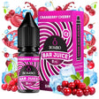 Botella de e-liquid Bombo Bar Juice Cranberry Cherry de 10 ml, con diseño afrutado que evoca arándanos y cereza.