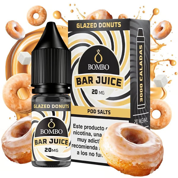 e-liquid bottle Bombo Bar Juice Glazed Donuts 10 ml, with a sweet design that evokes glazed donuts.