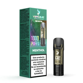 Cápsula Vapeame To Revive Menthol x1, pod recargable para vape con e-liquid sabor mentol refrescante, capacidad de 2 ml, 20 mg/ml de nicotina y hasta 1000 puffs, presentada junto a su caja original con información del producto.