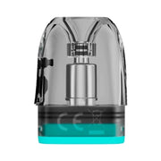 Cartuccia Voopoo Argus Top Fill (confezione da 3 unità), con design trasparente che permette di vedere l'interno, sistema di riempimento superiore e base turchese compatibile con i dispositivi Argus.