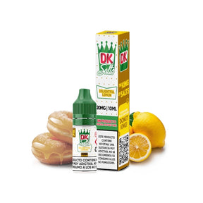 Liquid Donut King Salts Delightful Lemon 10 ml with bottle and original box, accompanied by lemons that represent its flavor.