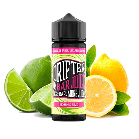 Scent Drifter Bar Juice Lemon Lime 24 ml in longfill format, bottle with a label in citrus tones along with lemon and lime that represent its flavor.