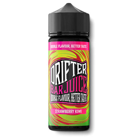 Scent Drifter Bar Juice Strawberry Kiwi 24 ml in longfill format, bottle with a green label next to strawberries and kiwi that represent its flavor.