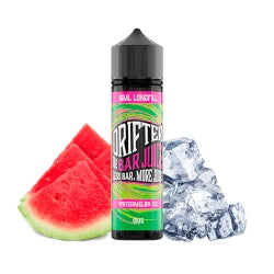 Aroma Drifter Bar Juice Watermelon Ice 16 ml en formato longfill, botella con etiqueta verde junto a sandía y hielo que representan su sabor.