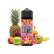 Aroma Drifter Hyper Mixed Fruit 10 ml in longfill format, bottle with a colorful label along with a mixture of fruits that represent its flavor.