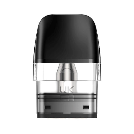Pack de 3 cartuchos Geekvape Q Pod Top Fill de 2 ml con resistencia de 1.0 ohm, depósito transparente, sistema de rellenado superior y boquilla negra integrada.