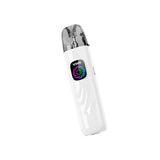 Vape HellVape Vsee Pod Kit in white, with a compact and ergonomic design, transparent mouthpiece on the top and front screen with multicolor LED indicator.
