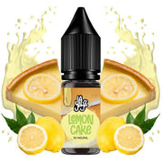 Líquido para vapeo La Yaya Salts Lemon Cake 10ml con sales de nicotina, botella con diseño en tonos amarillos, acompañado de tarta de limón que representa su sabor.