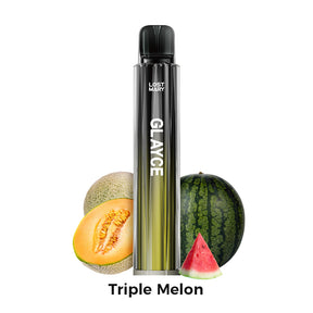Vaper Lost Mary Tappo Glayce Triple Melon, dispositivo tipo pod con sabor mezcla de melones dulces, compatible con cápsulas Lost Mary Tappo, diseño compacto en formato stick con boquilla integrada y presentación visual inspirada en melón que representa el sabor del producto.