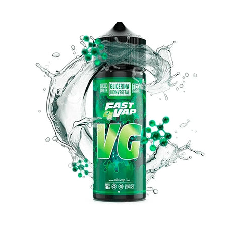 Botella de base Oil4Vap Fast4Vap de 70 ml, con diseño en tonos verdes, etiquetada como 100% VG (glicerina vegetal), sin nicotina, ideal para mezclas de e-líquidos y producción de vapor denso.