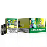 Confezione da 10 scatole di capsule Vapeame Honey Melon, cialde vaporizzabili al gusto di melone dolce con sistema 2x800 puff (fino a 1600 tiri), presentato nella sua scatola originale.
