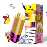 Sigaretta Elettronica Usa e Getta Senza nicotina Vapeame 3 in 1 giallo. 3 gusti regolabili: ciliegia cola, kiwi anguria, frutto della passione mango.