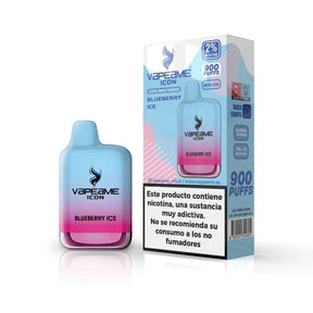 vapoteur jetable Vapeame Icon Blueberry Ice saveur 20mg (2% nicotine) 900 bouffées dégradé bleu avec rose.