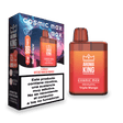 Vaper desechable Aroma King Cosmic Box Triple Mango 20 Mg, dispositivo compacto de 999 puffs con 2 ml de e-liquid sabor triple mango, diseño en color rojo degradado acompañado de su caja original.