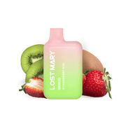 Sigaretta Elettronica Usa e Getta Lost Mary BM600 Strawberry Kiwi 20 mg/ml, dispositivo compatto con un massimo di 600 spruzzi ed e-liquid al gusto di mix di fragola e kiwi dal profilo dolce e leggermente acido, design ergonomico con bocchino integrato e presentazione visiva ispirata ai frutti che rappresentano il sapore del prodotto.