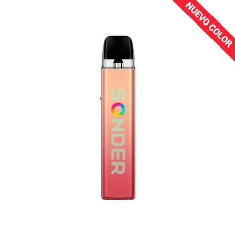 Vaper recargable Geekvape Sonder Q 2 Pod Kit en color naranja con diseño compacto tipo stick, logotipo frontal y cartucho transparente superior con boquilla negra integrada.