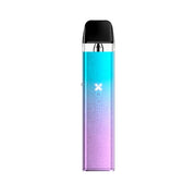 vapoteur rechargeable Geekvape Kit Wenax Q Mini Pod avec design dégradé dans les tons bleu et lilas, finition texturée, indicateur LED avant et cartouche transparente supérieure avec embout noir intégré.
