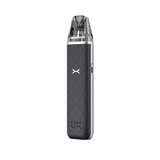 Vaper recargable Oxva Xlim Go Pod Kit en color negro con acabado texturizado, diseño compacto sin pantalla visible y boquilla transparente en la parte superior.