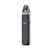 Rechargeable vape Oxva Xlim Go Pod Kit in black with a textured finish, compact design without visible screen and transparent mouthpiece on the top.