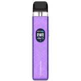 Vaper recargable Vaporesso Xros 5 Pod Kit en color púrpura con acabado texturizado, pantalla frontal circular con indicador de potencia y batería, y cartucho transparente superior con boquilla negra.