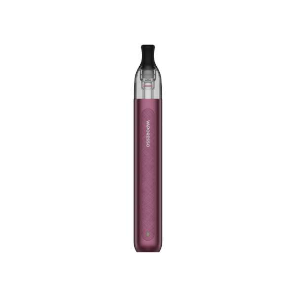 vapoteur rechargeable Vaporesso Eco One Kit Pro Pod en rouge avec un design cylindrique et une finition texturée, un réservoir supérieur transparent et un embout noir intégré.