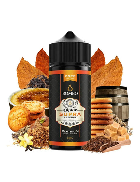 Bombo brand bottle, longfill cookie flavor aroma for Vape. Supra reserve core edition bombo platinum 20ml