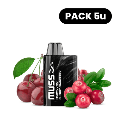 Vapeurs jetables Muss Marmol 700 Vapeur jetable cerise et canneberge (paquet de 5)