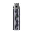 Vaper recargable Elfbar ELFX en color gris con diseño compacto tipo stick, indicador LED frontal, cartucho transparente superior y boquilla integrada.
